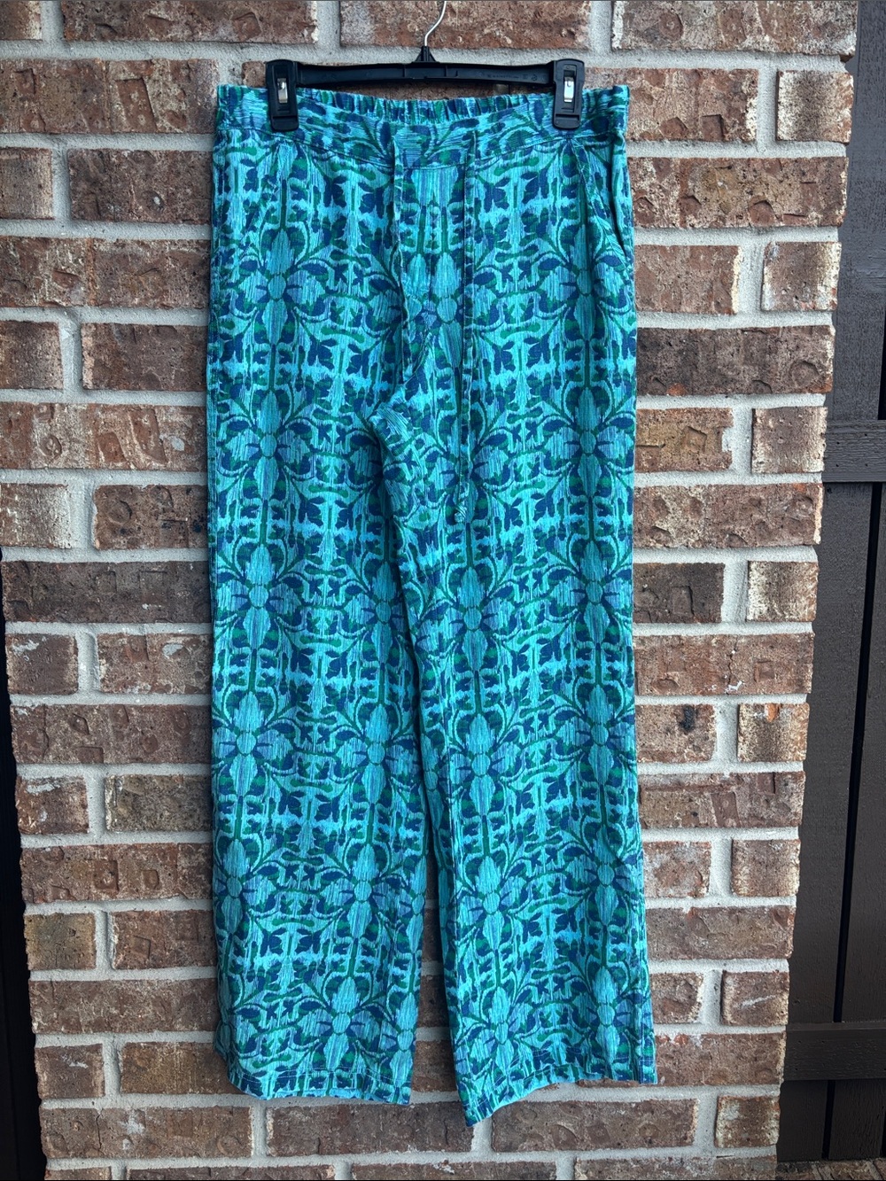 Tommy bahama Teal Floral Pattern Wide-Leg linen Pants